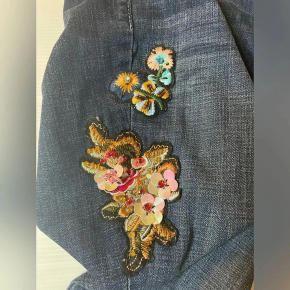 Laurie Felt Classic Denim Embellish Boyfriend Jeans Brushed Sapphire SZ 10 - Picture 8 of 10